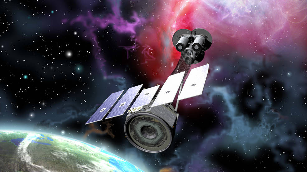 Artist's rendering of the IXPE spacecraft. It will explore the cosmos.
