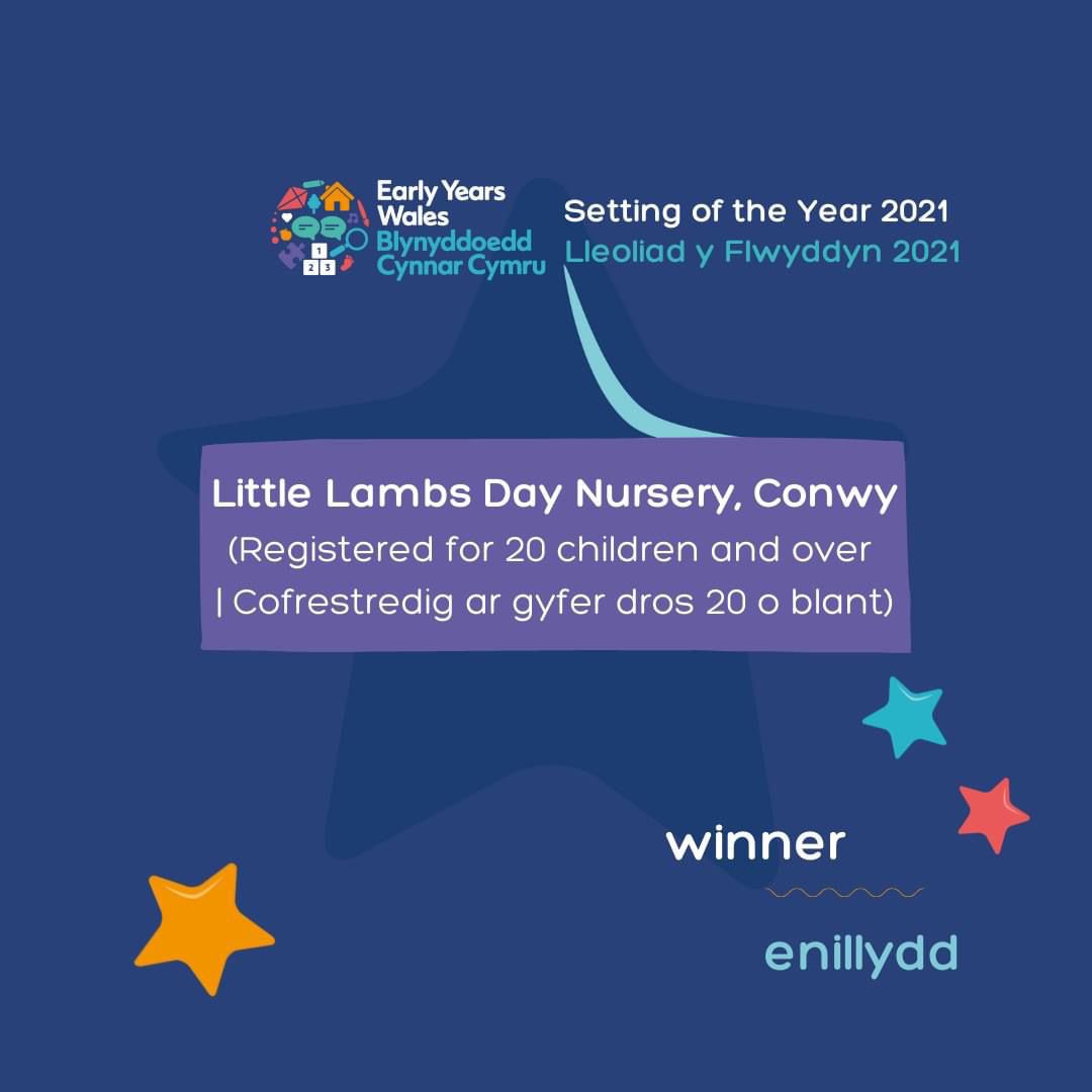 Can you believe it we only went and WON! 

Early Years Wales Setting of the year (20children and over) 2021

Could not be prouder 💜🐑🏆

#littlelambs #earlyyearswales #wewon #bestnursery #settingoftheyear #dreamteam #workhardplayhard #virtualawards