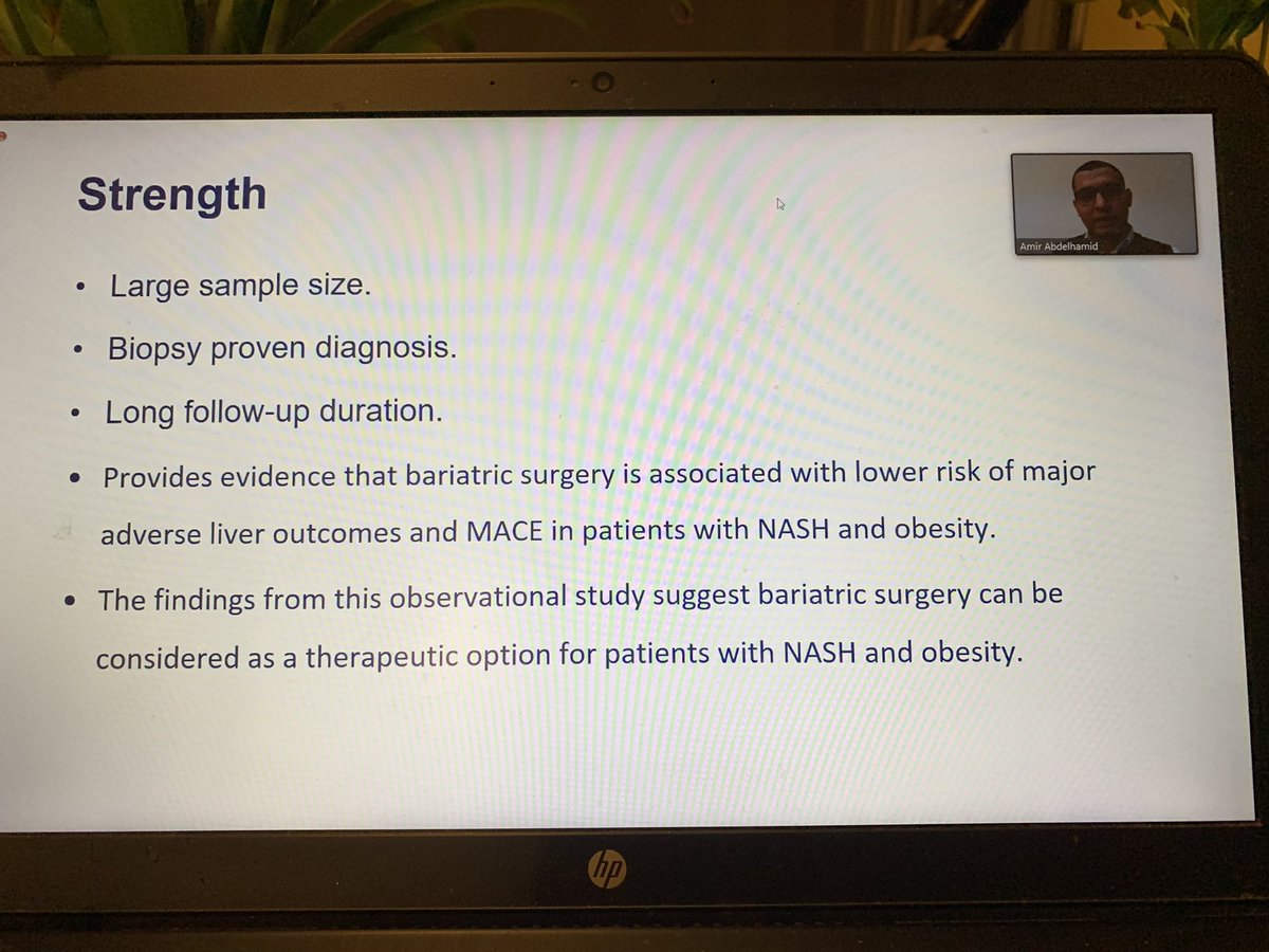 Mpmok's tweet photo. Amir Abdelhamid discussing #BariatricSurgery and NASH.  #BOMSSWebinars https://t.co/UIr44eXFnI