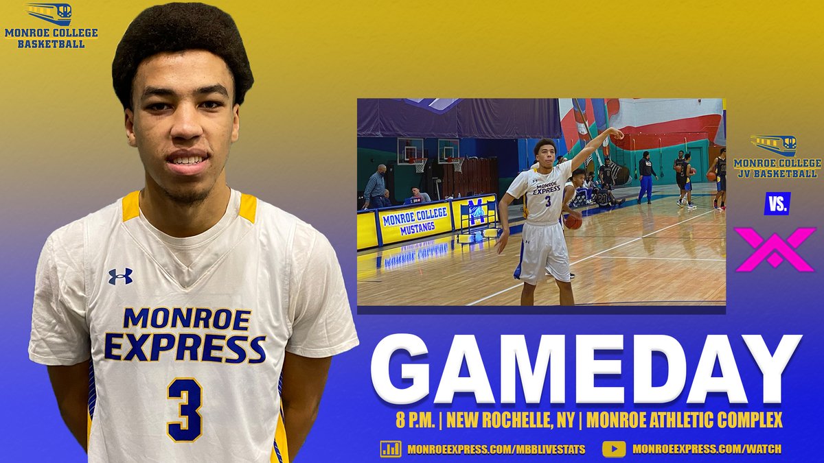 🏀Gameday 🏀

<a href="/MonroeExpress/">Monroe University Express</a> #JVMBB is in action this evening at home against <a href="/VisionAcademyNY/">Vision Academy New York</a>!

📍New Rochelle, NY (Monroe Athletic Complex)
🕗8⃣:0⃣0⃣ p.m.
📊MonroeExpress.com/MBBLiveStats
📺MonroeExpress.com/Watch

#AllAboard 🚆