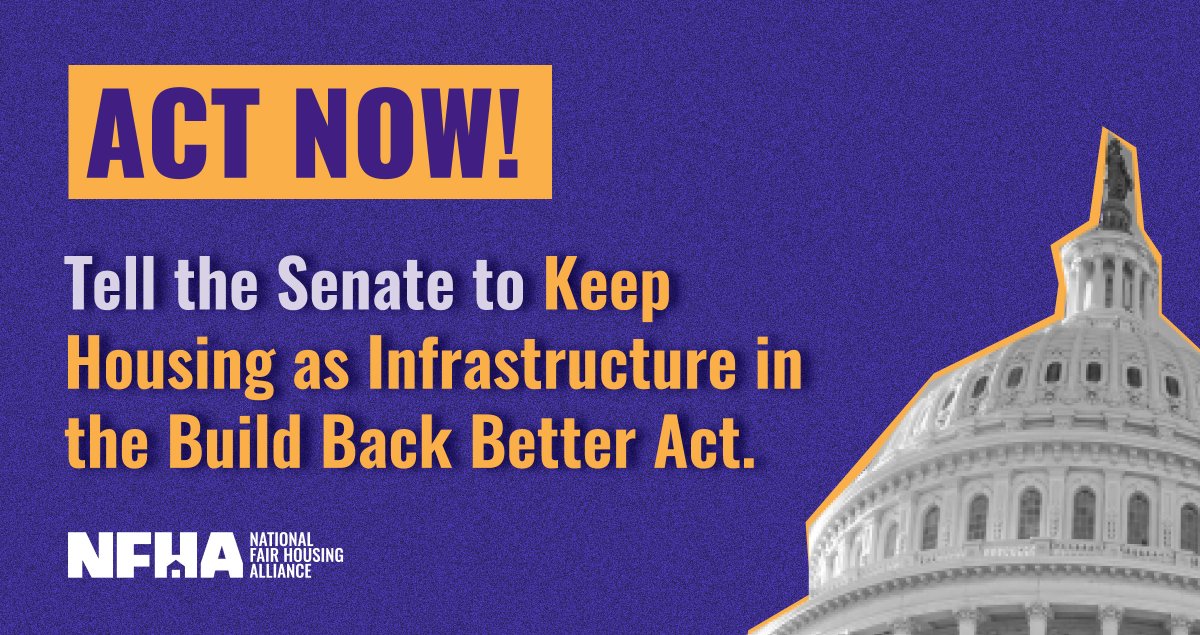 natfairhouse's tweet image. ‼️ Tell the Senate to pass the #BuildBackBetter Act now to strengthen our nation’s fair housing enforcement infrastructure and take significant steps towards closing the racial wealth and homeownership gaps.

🔗 bit.ly/3oBEOmp 

#FirstGenHome #FairHousing