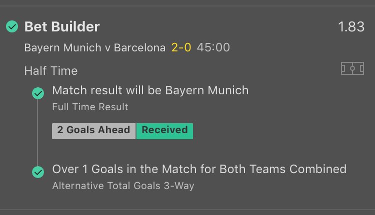BetFootball5's tweet photo. ✅
#bayernbarca #UCL #EuropaLeague https://t.co/RkfScD8Bct