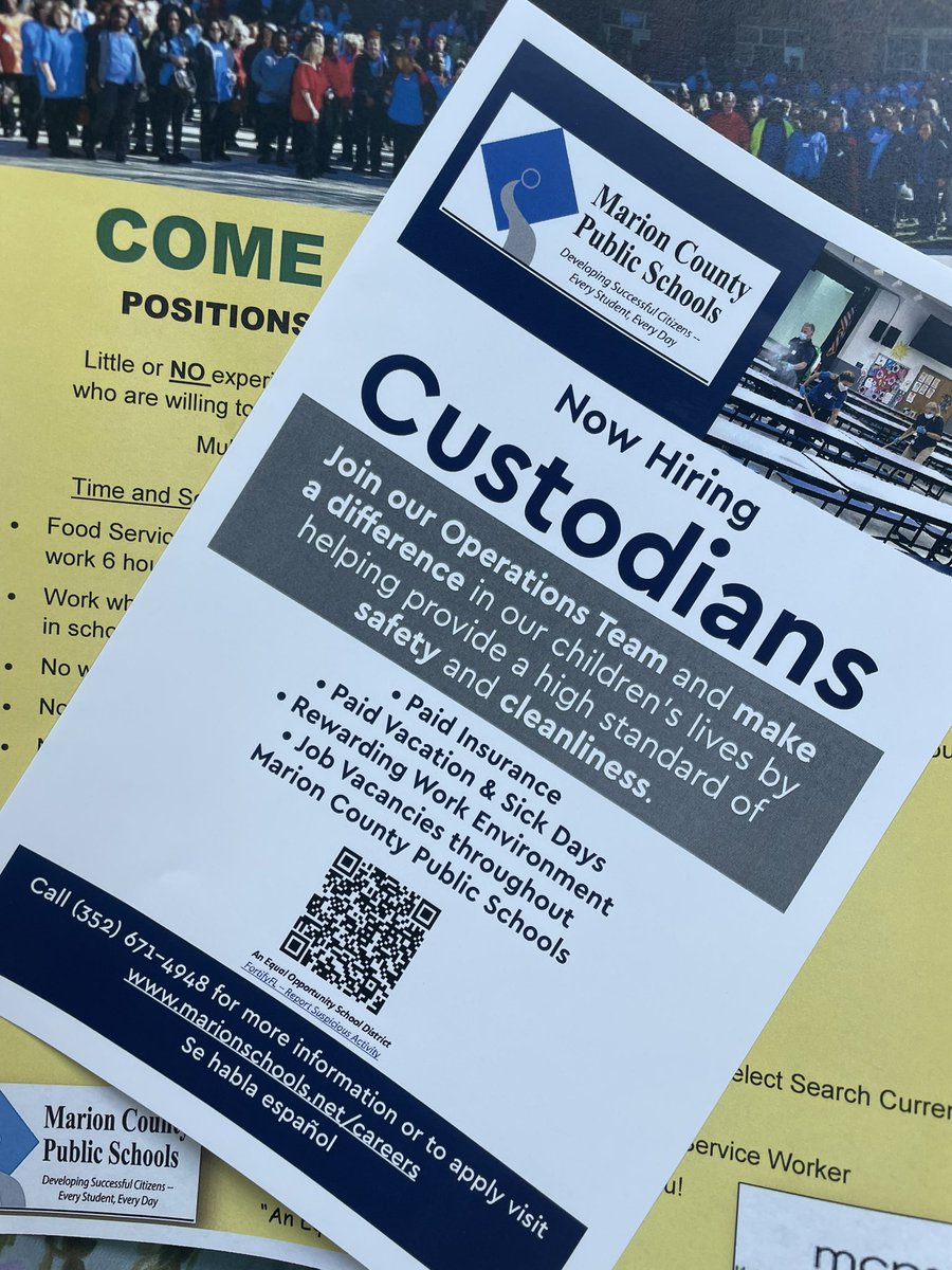 So many opportunities with Marion County Public Schools! We offer a variety of benefits, including a free health care option, plus retirement &amp; much more! Come join our team 🍎 #recruit #Transportation #custodial #foodservice #mcps #careers #benefits #jobs #goals #future #florida