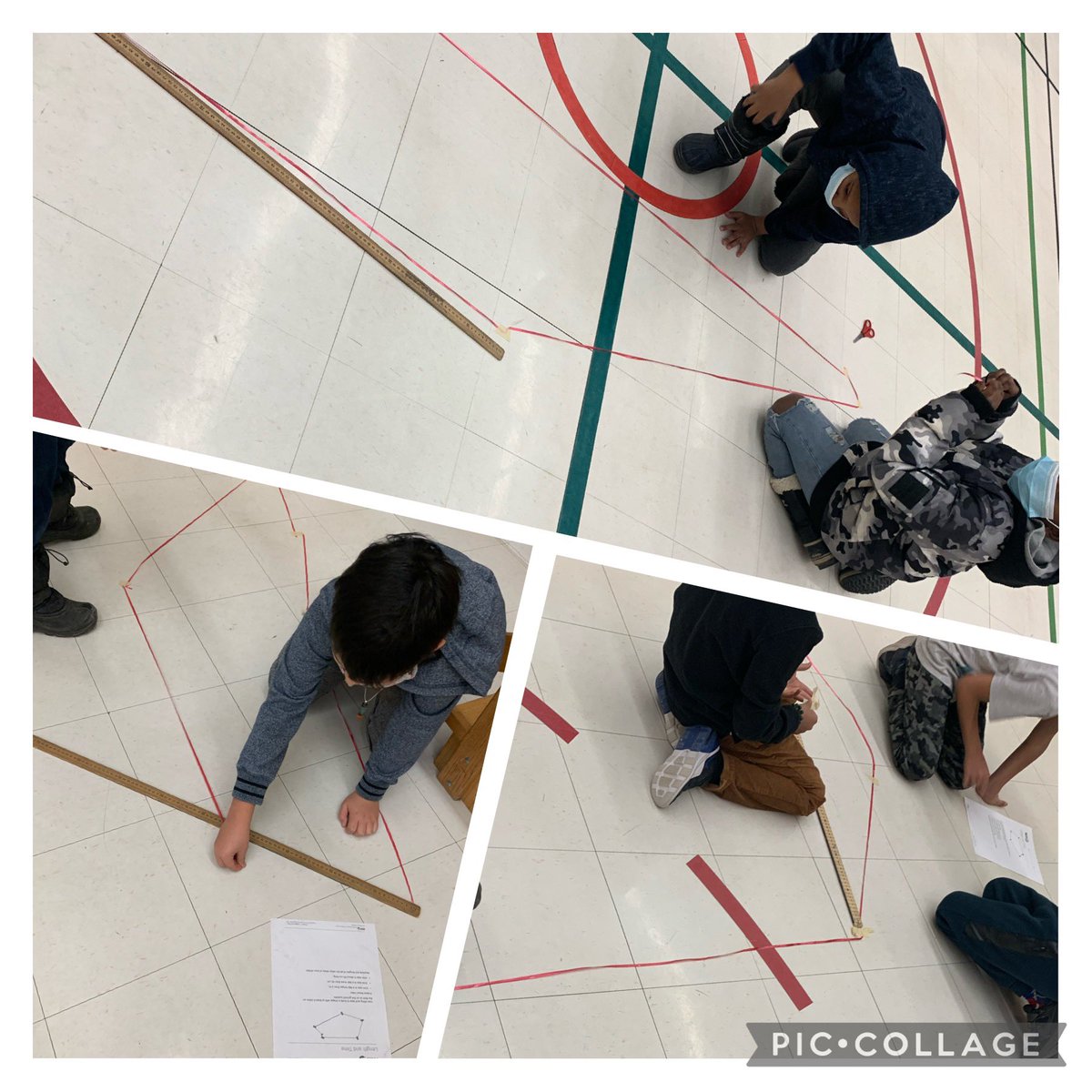 ClassCommons's tweet photo. Working in teams and using different units of measurement (metres &amp; centimetres) in the gym to create and measure our polygons. https://t.co/y6zjr8gE4r