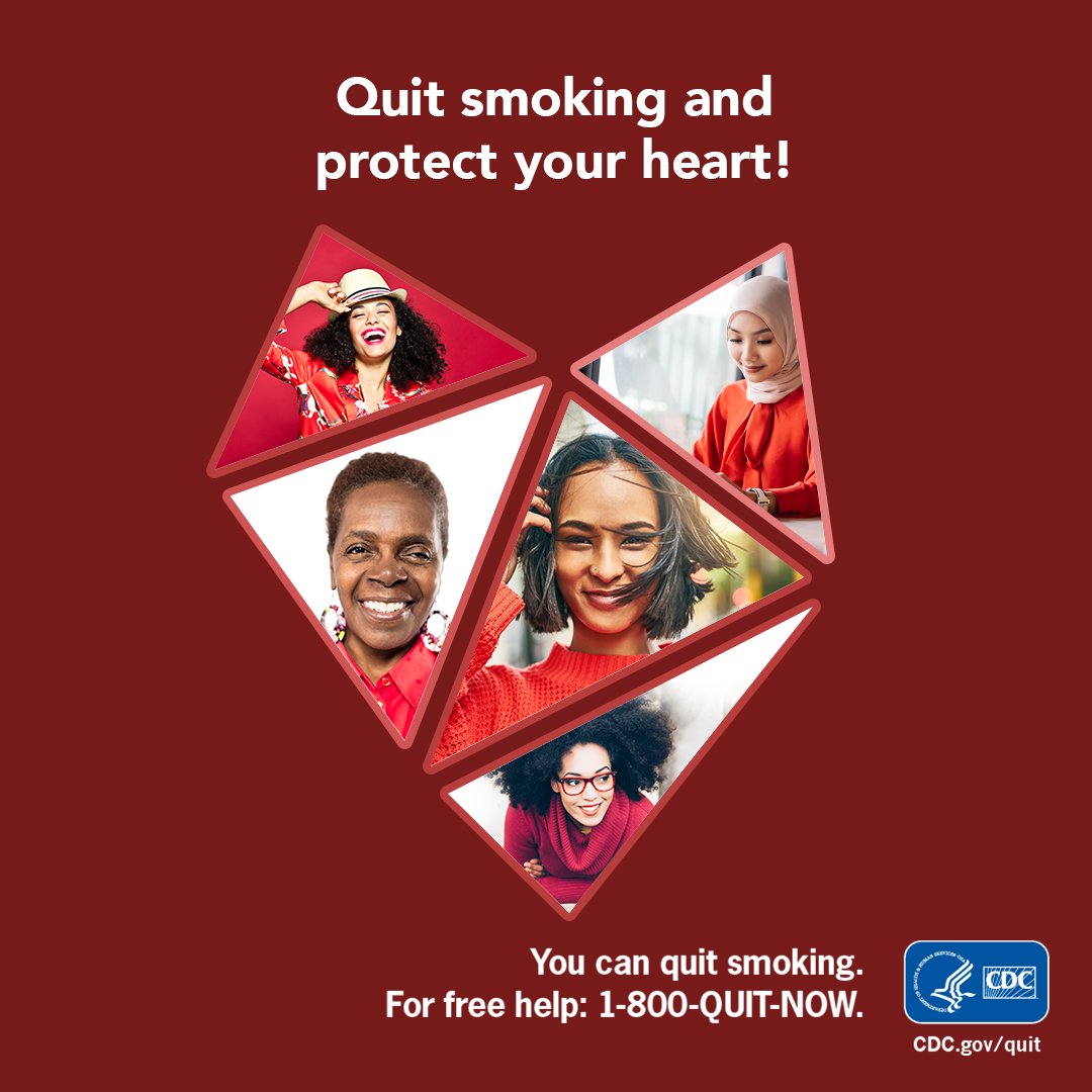 ncdhealth's tweet photo. Tomorrow is National Wear Red Day! Support the fight against heart disease by quitting smoking. For free help, call the Nebraska Tobacco Quitline at 1-800-QUIT-NOW. #NEQuitline #WearRedDay https://t.co/UfmbcycQCl