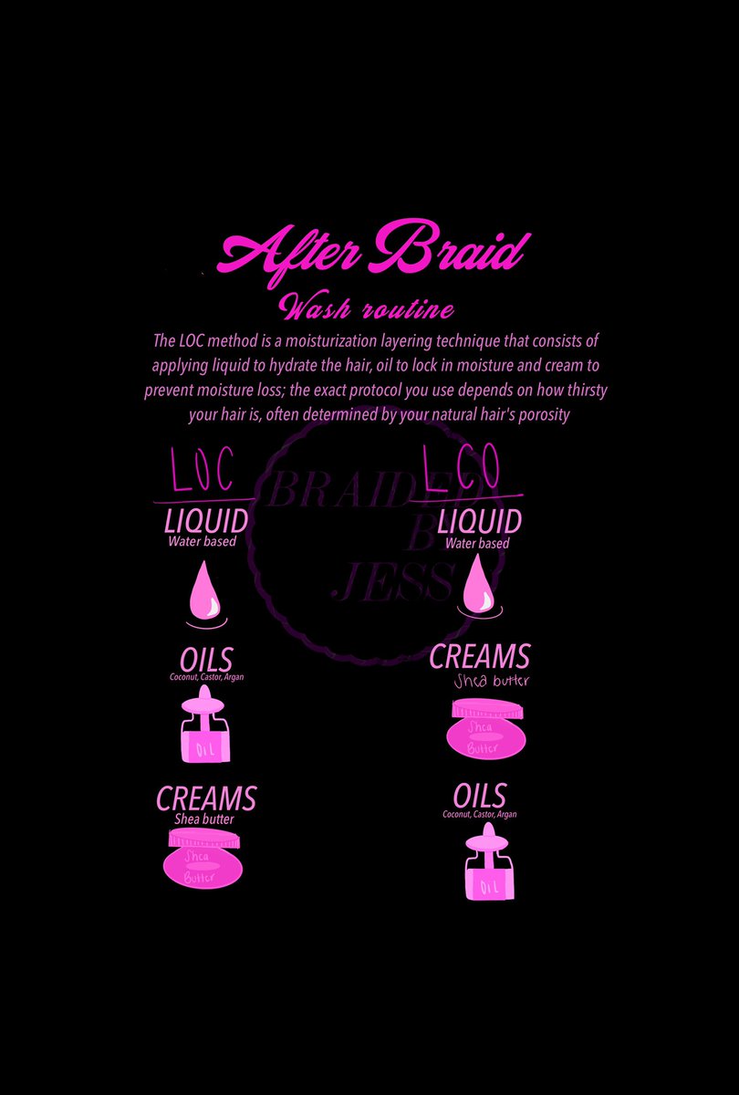 BraidedByjesss's tweet photo. Use the LOC or LCO method: liquids, cream, oil.
#healthyhair #haircare #highporosityhair #lowporosityhair #hairtips #braids #miamibraider #braidedbyjess https://t.co/ZWQ9T8hQ4C