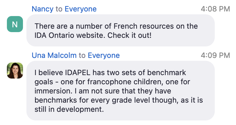 LIVE TWEET: Dr. Chen (OISE) pitches in to her student's talk (Krystina Raymond) to answer a question about French assessments and Pamela MacKnight-Root from Ottawa Carleton shares a US assessment she has used. So much learning, on all sides! We are so grateful for this community!