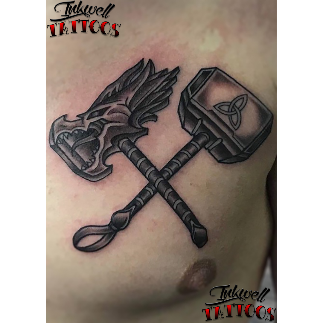 Mjolnir - thors hammer - tattoo By: Anthony Mariscal (Wylde Sydes Tattoo) -  YouTube