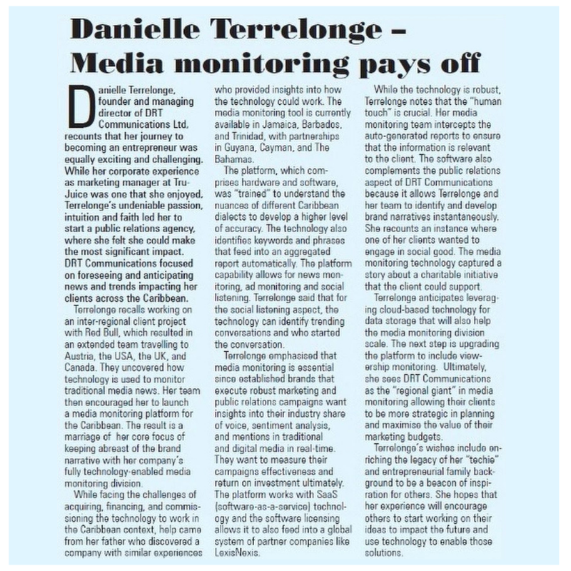 drtcomms's tweet image. Our #BossLady dives into the importance of #MediaMonitoring in her latest @JamaicaObserver article. Visit bit.ly/3lOZgyp to check it out!