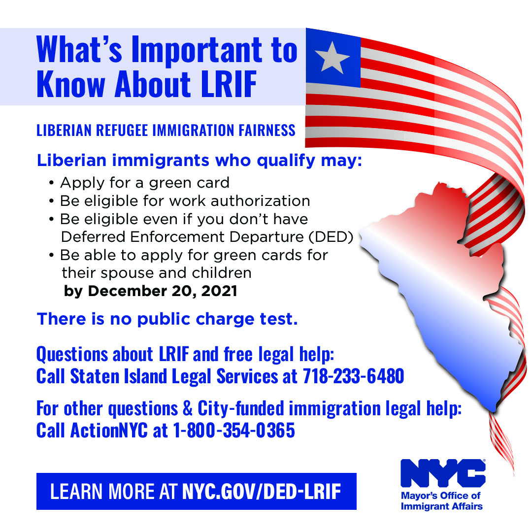 NYCImmigrants's tweet photo. Liberian New Yorkers, the deadline to apply for #LRIF is December 20th!

Staten Island residents: Call 718-233-6480 for Staten Island Legal Services (SILS)
Citywide: Call 917-661-4500
to connect with Legal Services NYC (LSNYC)

Visit https://t.co/gLCpDnISsF to learn more https://t.co/83hCSZ4G9l