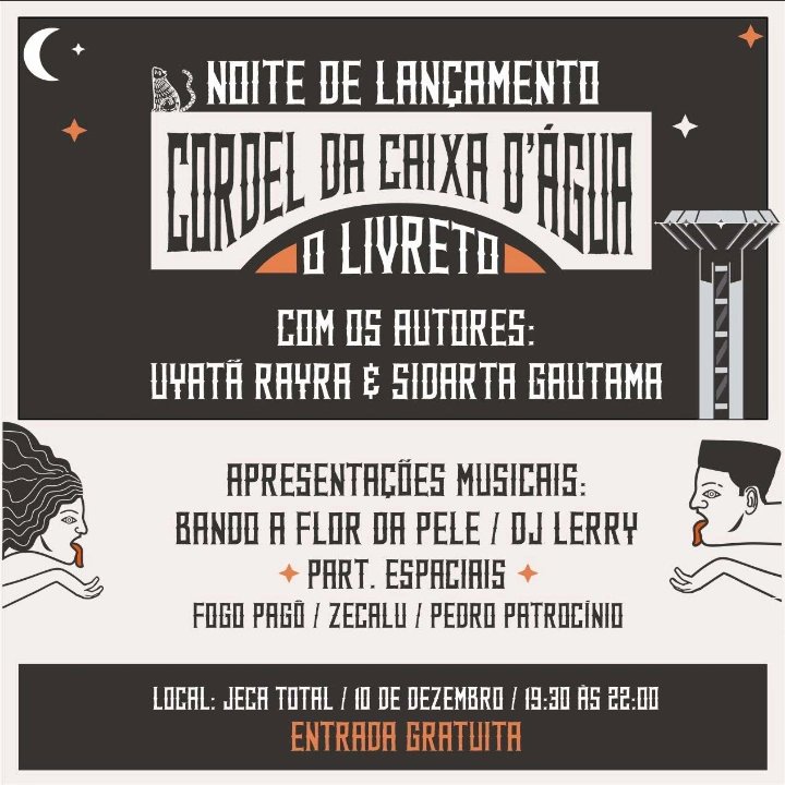 janiorego's tweet image. "me diz quem foi que pingou uma gota lá na caixa d'água...!?"

sexta-feira. o livreto do Cordel da Caixa D'água

#colado
#feiradesantana
#nessaondadoidaquevem