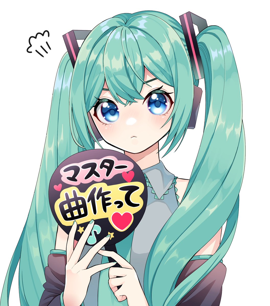 hatsune miku 1girl solo twintails long hair looking at viewer blue eyes detached sleeves  illustration images