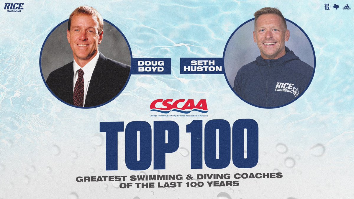 RELEASE | Seth Huston, Doug Boyd named to CSCAA's 100 Greatest College Swimming &amp; Diving Coaches of the past 100 years!

📰 » riceowls.co/CSCAAtop100

#GoOwls👐 x #RFND