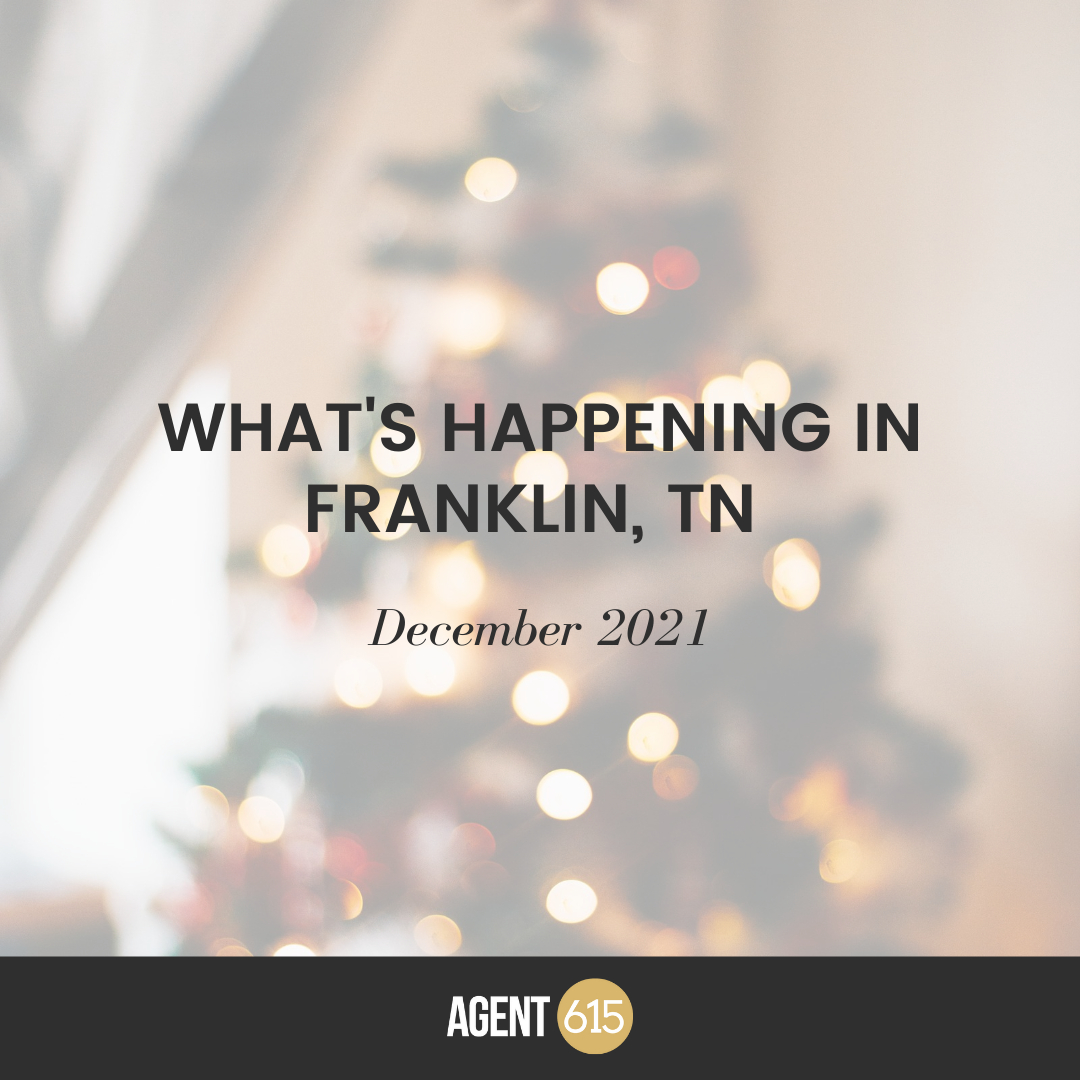 Here are some fun things happening in Franklin this month!

Santa Brunch - Sundays in December (5, 19, 20) Enjoy an exclusive North Pole inspired brunch menu while the kids get to spend some time with Santa <a href="/1799kitchen/">1799kitchen</a> at the <a href="/harpethhotel/">HarpethHotel</a>.

Dickens of a Christmas - December 11-