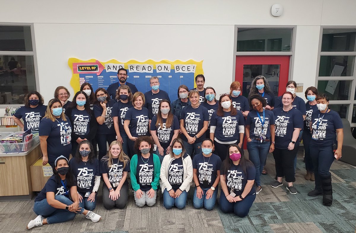 Bison Staff celebrating the 75th day of <a href="/SBISD/">Spring Branch ISD</a>'s 75th year! #SBISD75