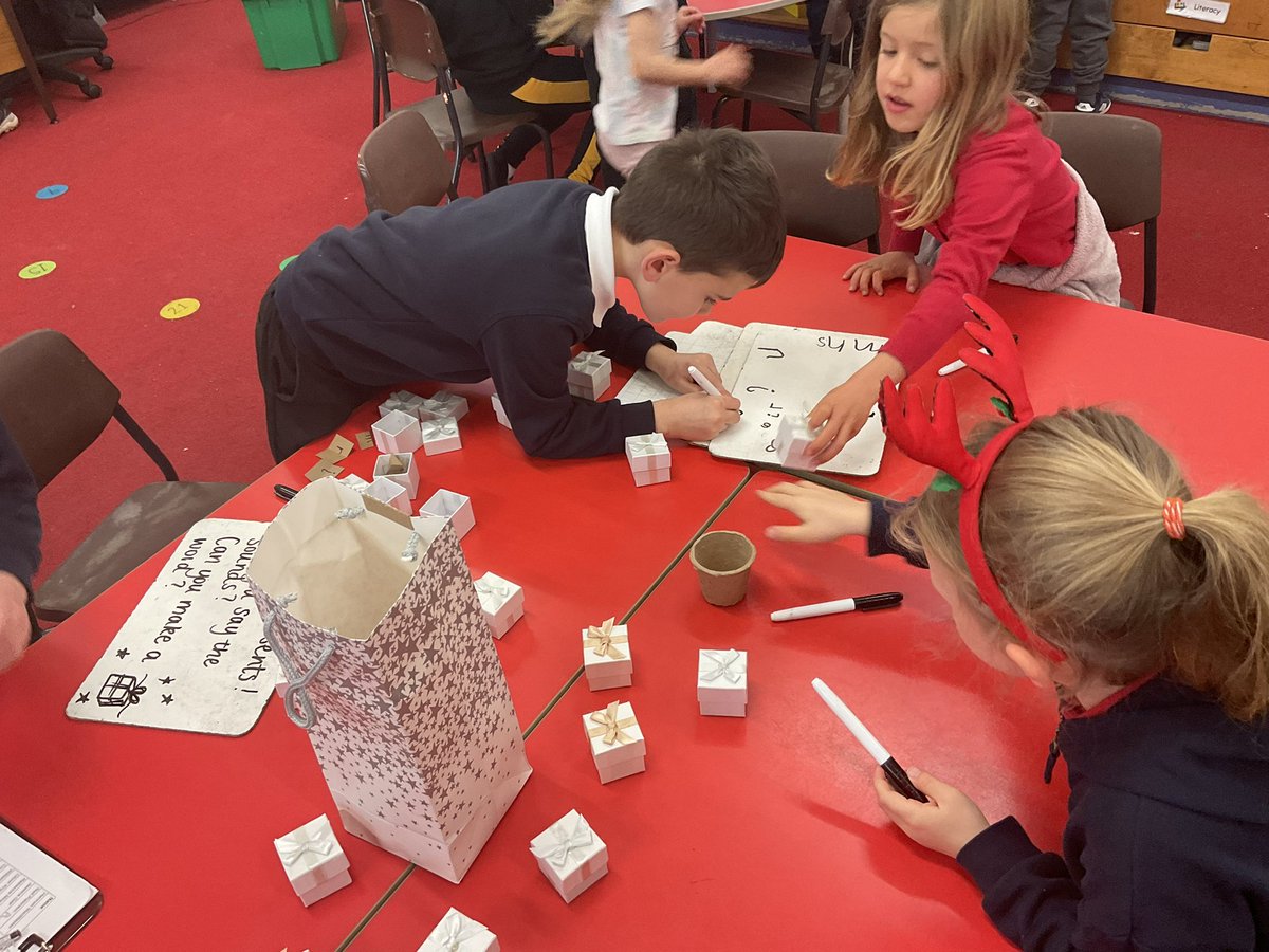 MissLHutchens's tweet photo. Literacy provocation was popular today. Revising our sounds and building CVC words with the letters inside the wee presents #earlyyears #LanguageLearning #wordsup https://t.co/UDZwLfgLMg