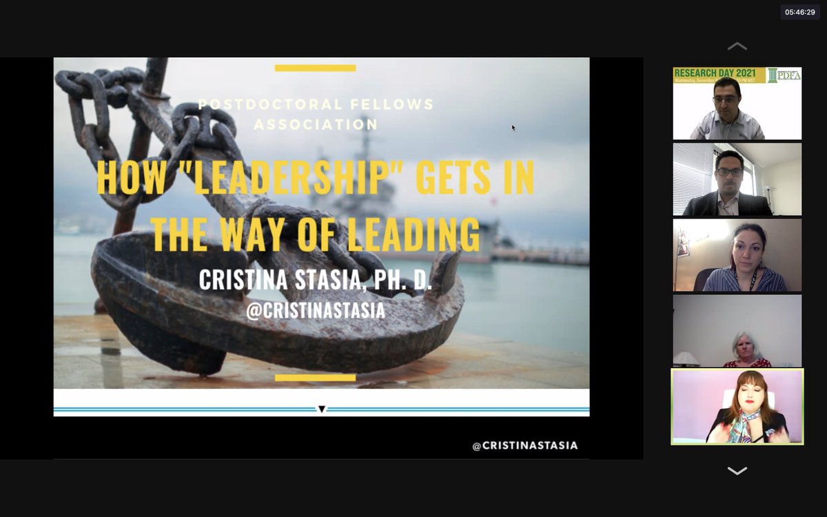 Postdoctoral Fellows Association (PDFA) (@pdfa_ualberta) on Twitter photo Last (but not least) speaker of our PDFA Research Day 2021 is Dr. Stasia with the great interactive presentation on ''How 'Leadership' gets in the way of leading''
<a href="/CristinaStasia/">Dr. Cristina Stasia 🇺🇦 she/her</a> <a href="/PDFA_UAlberta/">Postdoctoral Fellows Association (PDFA)</a>
<a href="/QKarwi/">Qutuba G Karwi</a> <a href="/_negm_/">Ahmed</a> <a href="/DLamprinaki/">Dimitra Lamprinaki</a>
#PDFA_RD21 Last (but not least) speaker of our PDFA Research Day 2021 is Dr. Stasia with the great interactive presentation on ''How 'Leadership' gets in the way of leading''
<a href="/CristinaStasia/">Dr. Cristina Stasia 🇺🇦 she/her</a> <a href="/PDFA_UAlberta/">Postdoctoral Fellows Association (PDFA)</a>
<a href="/QKarwi/">Qutuba G Karwi</a> <a href="/_negm_/">Ahmed</a> <a href="/DLamprinaki/">Dimitra Lamprinaki</a>
#PDFA_RD21