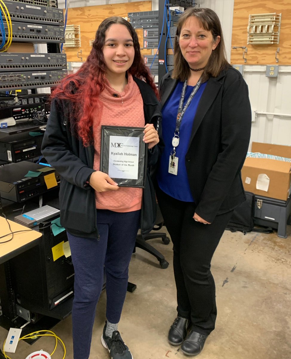 MidDel_Tech's tweet photo. Congratulations to Cyber Security Tech Student, Kyailah Holman for being named Outstanding High School Student of the Month! #cybersecuritycareers #gototech #mdtc https://t.co/pw50QR3Ubv