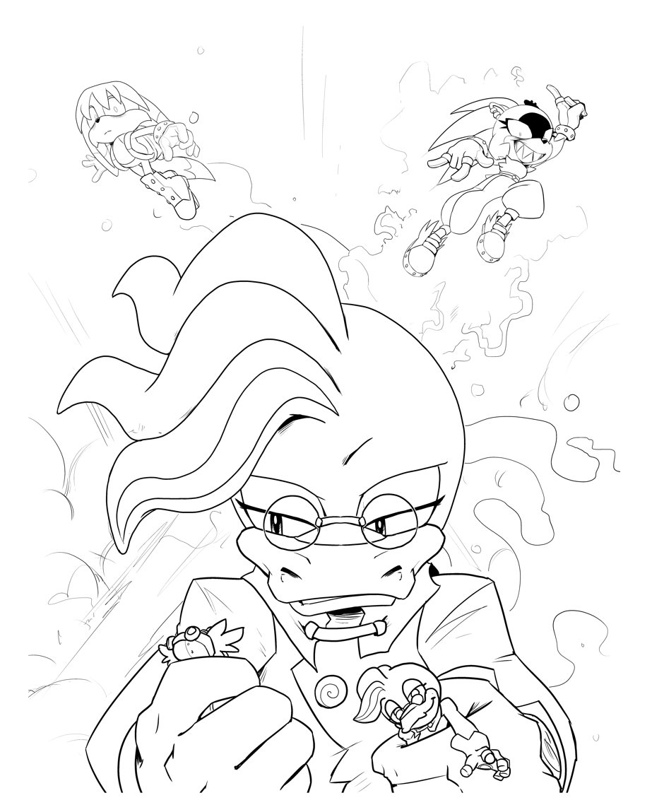 Since its out-- here is me progress of ye @IDWPublishing  SONIC THE HEDGEHOG: IMPOSTER SYNDROME #2 cover! 
(recording of my inking process below as well) 