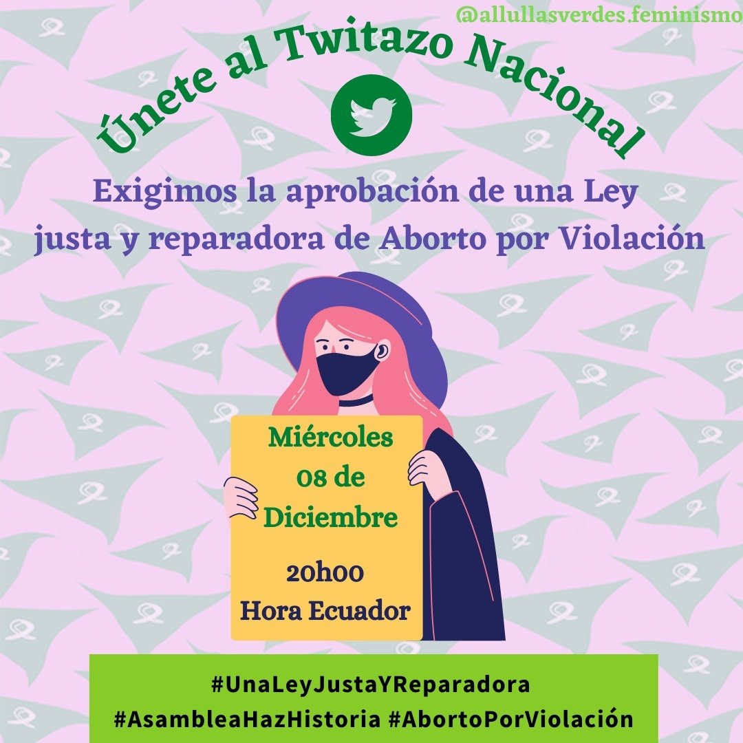 Nos unimos para exigir una #LeyJustaYReparadora para las sobrevivientes de violación en el Ecuador.