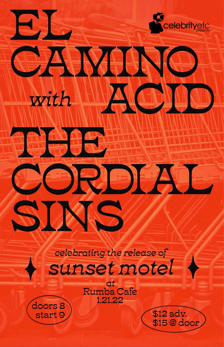 COLUMBUS! First show in over a year is 1/21 for the El Camino Acid album release 🤯 tix on sale Friday at 10am eat xoxoxo