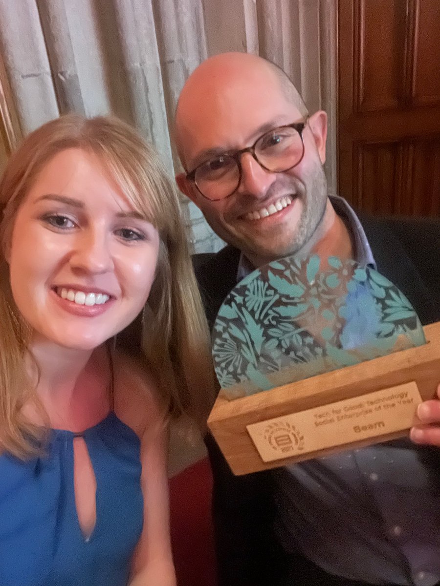 wearebeam's tweet photo. 🎉🎉 So grateful to be crowned best Tech for Good Social Enterprise in the UK! Thank you @SocialEnt_UK and huge congrats to the whole Beam team! #SocEntAwards21 https://t.co/4pTiARbUkD