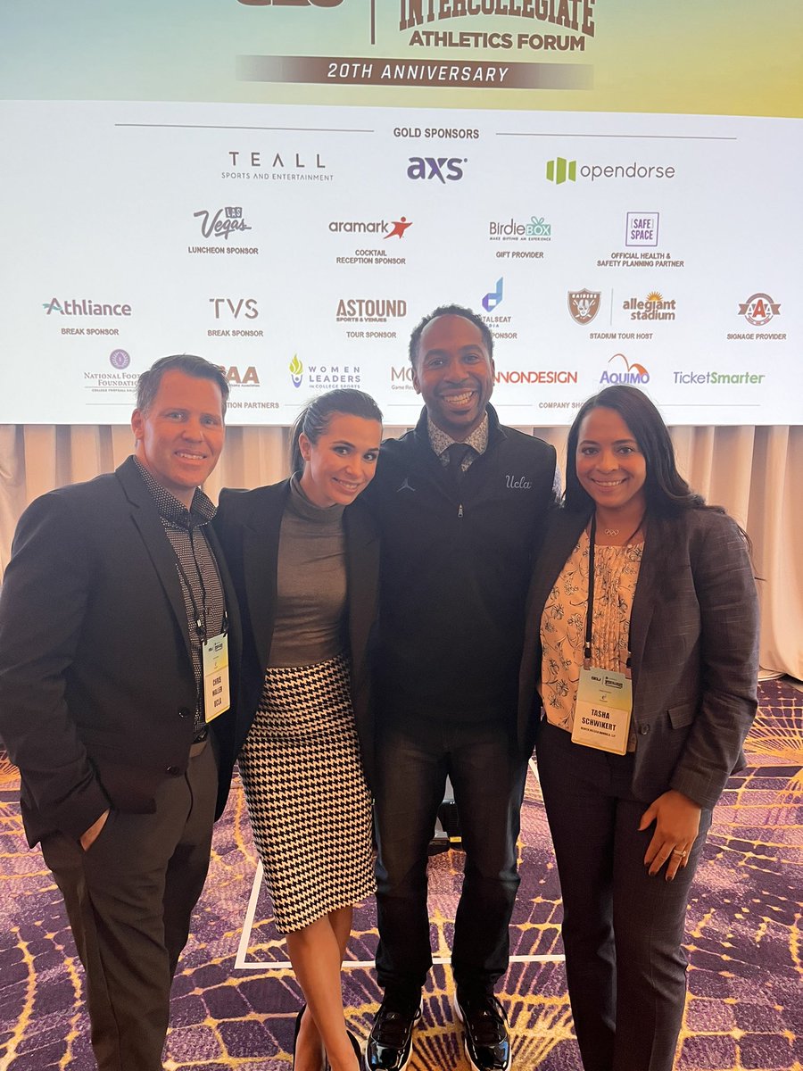 Bruins!! Pleasant surprise after my panel at the SBJ <a href="/Learfield/">LEARFIELD</a> Intercollegiate Athletics Forum. Thanks for coming Tasha, Josie &amp; Chris! #SBJIAF 💙🐻💛