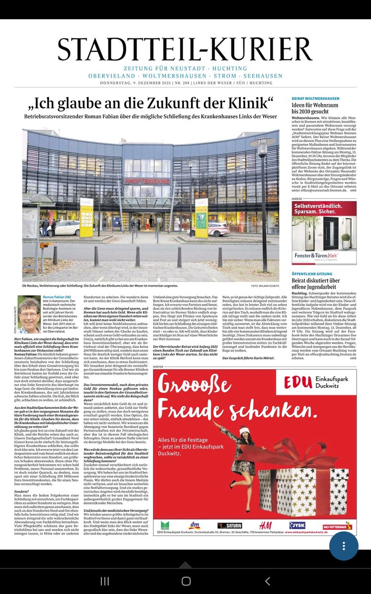 Das Klinikum Links der Weser trägt den Namen in sich und wir sind fest  verankert auf der linken Weserseite.
Danke an alle Unterstützer*Innen!