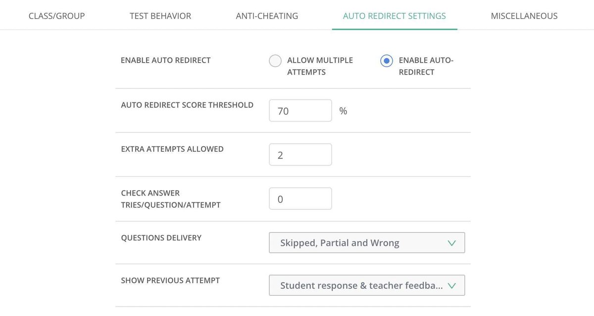 ms_arencibia's tweet photo. @davidtedu @CanvasLMS @Edulastic I ❤️ using @Edulastic’s auto redirect feature. It lets you set a mastery threshold and a # of attempts. I also use it with questions that have dynamic parameters so that the questions are different🤩 you can also set it to only cover the questions that they missed. *chef’s kiss* https://t.co/E9FAuK5B5l