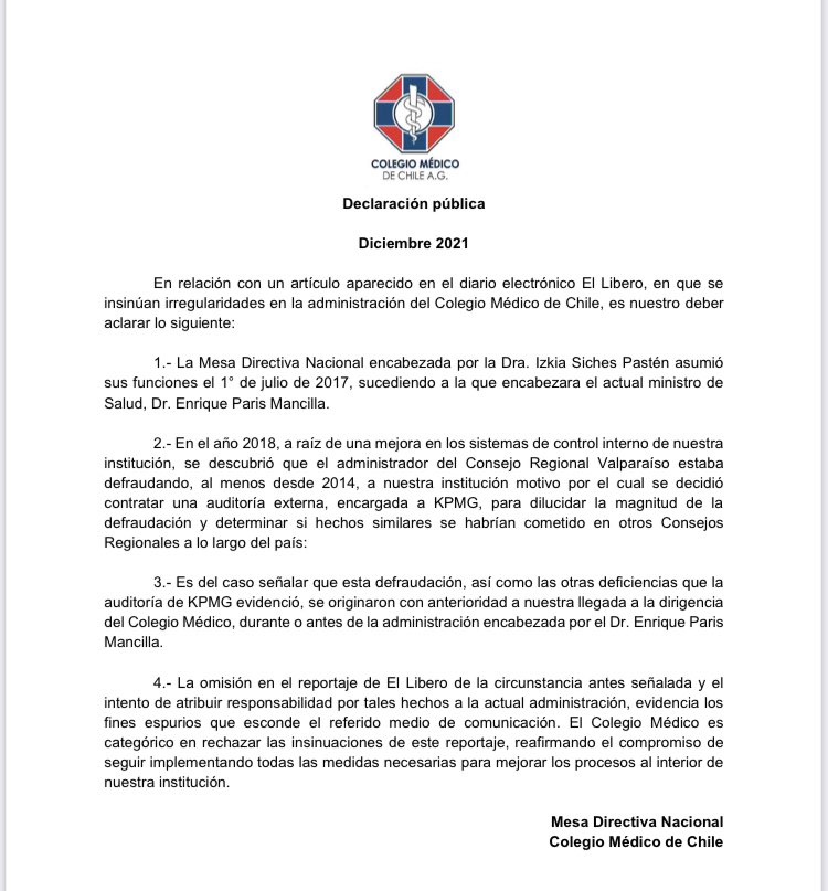 Colegio Médico de Chile - Colmed Chile tweet media