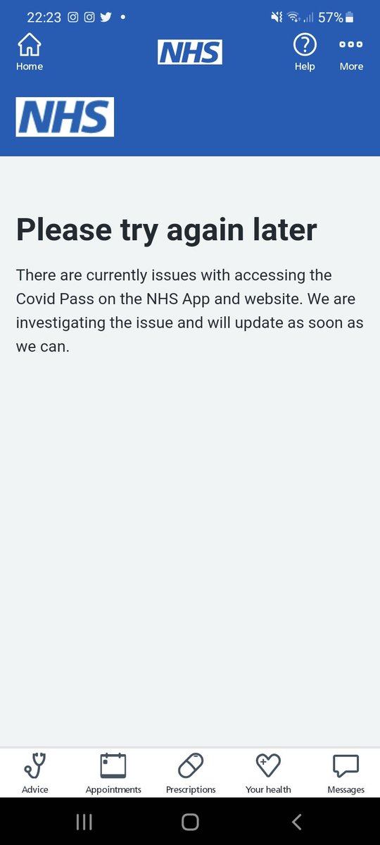 Just gone to look at my #covidpass and got this message #theappsbroke