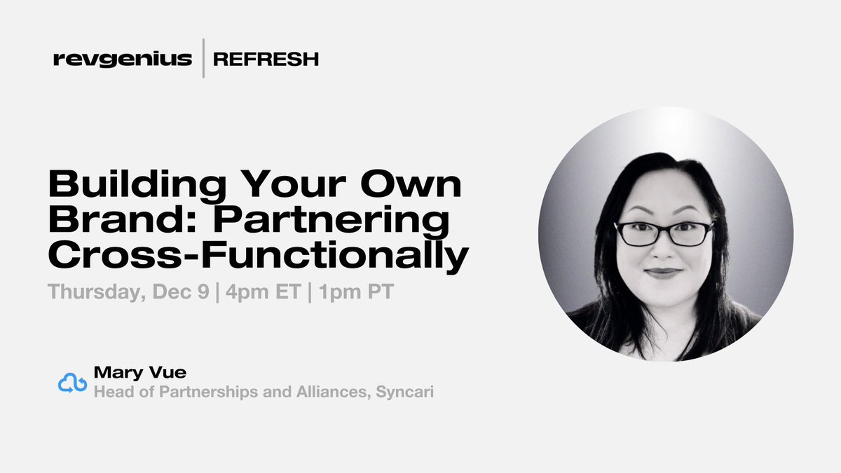 Honored and humbled to be part of this amazing #RevWomen event and all star lineup. I'll be speaking on "Building Your Own Brand: Partnering Cross-Functionally" at #RGREFRESH21 #professionalgrowth #saas #sales #crossfunctional <a href="/joinrevgenius/">RevGenius</a> 

Join us - revgenius.com/refresh