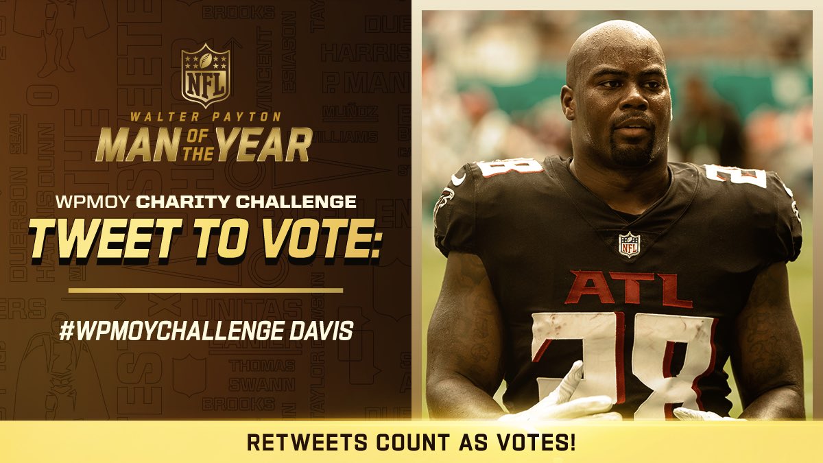 .@MikeDavisRB is so deserving of this honor. A great person on and off the field who gives back so much to our community. Every retweet is a vote for Mike! #WPMOYChallenge Davis