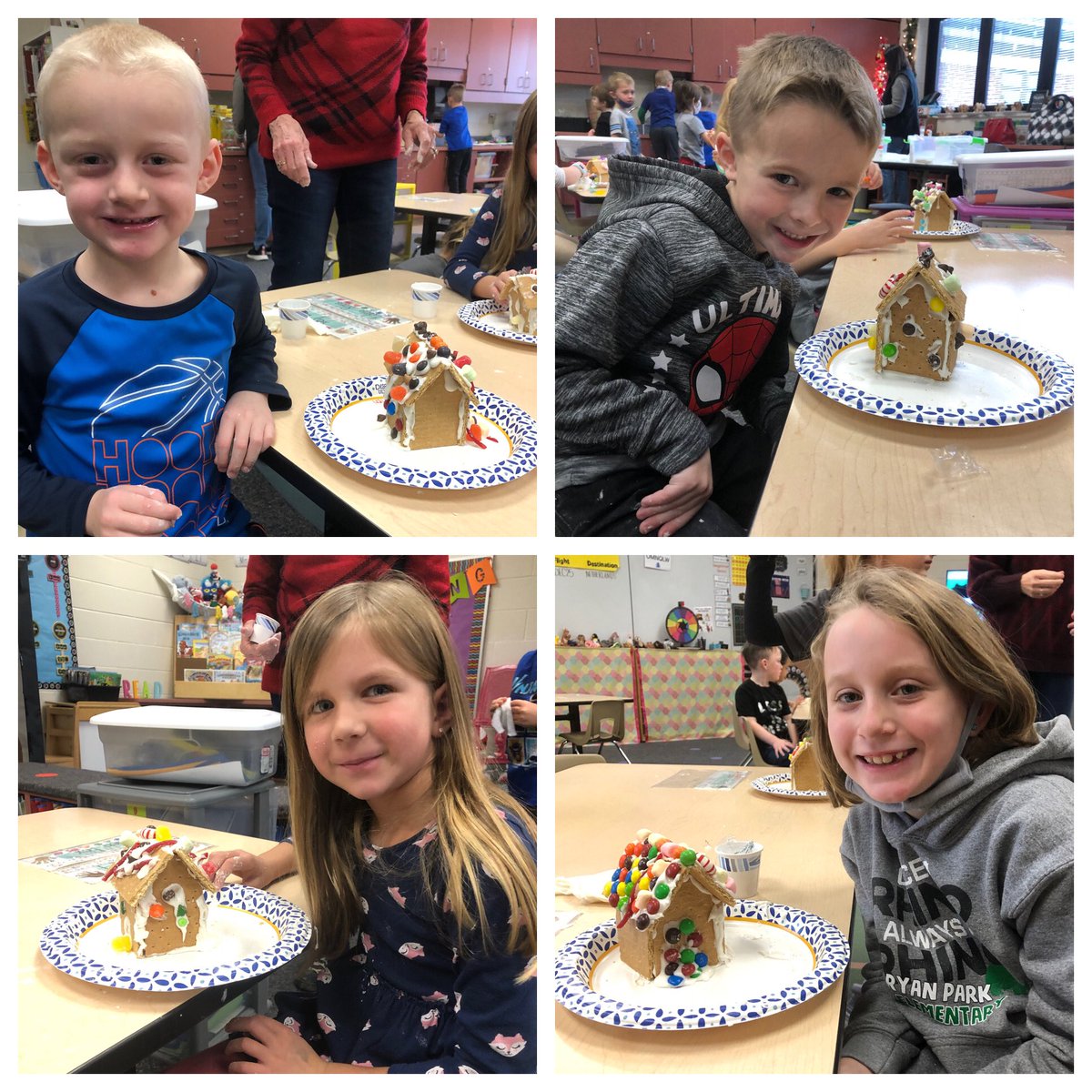 hartmankinder's tweet photo. There may be frosting in our hair, on our clothes, and all over the classroom, but gingerbread house day is always the best! #rprhinos https://t.co/czV6KSmXw7