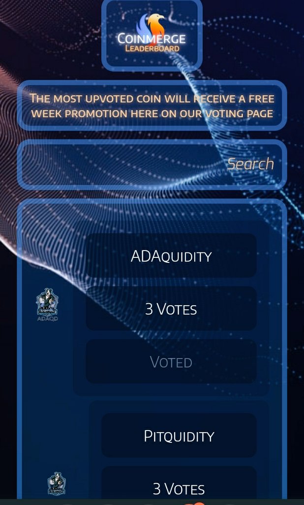 pitquidity's tweet image. Let&apos;s keep the #quidity series going on @coinmerge #cmerge and have one of our projects be #1 this week.   $PITQD $XRPQD $ADAQD $BUSDQD Don&apos;t forget $Clif #clifcoin @clif_high $diamnd $shib $lgb $pets $doge $spell $mc $elp $koka $it $jade $hero  Vote here app.coinmerge.io/voting