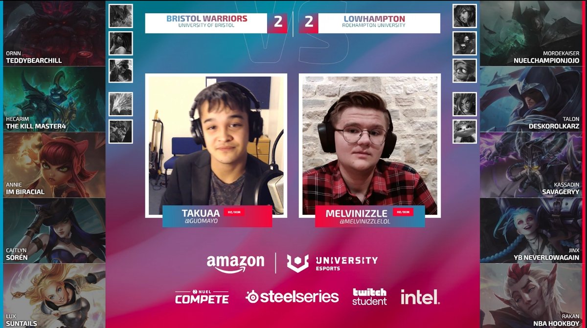 UNIVERSITY Esports UK & Ireland π³οΈβπ (@uniesportsuki) on Twitter photo πͺπ₯πͺπ₯LOCKED AND LOADED FOR GAME 5 OF OUR BO5 SERIESπ₯πͺπ₯πͺ
π₯ Will silver scrapes push <a href="/UoBCOGS/">Bristol Uni Computer Gaming Society</a> through or will <a href="/EsportsRoe/">Roehampton Esports</a> regain their initial stride?
twitch.tv/thenuel
β DON'T MISS ITβ πͺπ₯πͺπ₯LOCKED AND LOADED FOR GAME 5 OF OUR BO5 SERIESπ₯πͺπ₯πͺ
π₯ Will silver scrapes push <a href="/UoBCOGS/">Bristol Uni Computer Gaming Society</a> through or will <a href="/EsportsRoe/">Roehampton Esports</a> regain their initial stride?
twitch.tv/thenuel
β DON'T MISS ITβ