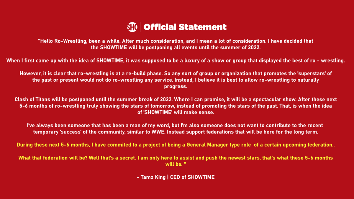 ShowtimeROBLOX's tweet photo. Official Statement. https://t.co/0qxnBcP3O1