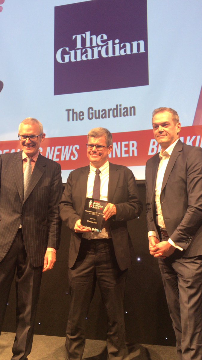 pressgazette's tweet photo. Next we congratulate @Guardian, for winning this year's News Provider of the Year award – Sponsored by Glide Publishing Platform #BritishJournalismAwards https://t.co/mXF0BuqxtO