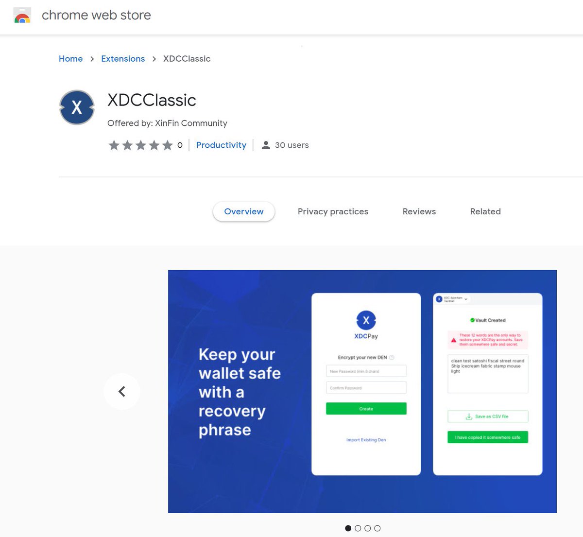 ⛔️DO NOT USE THIS WALLET APPLICATION 
          ON THE CHROME STORE⛔️ 

   YOU WILL LOOSE YOUR $XDC TOKENS

#xdc #xinfin <a href="/Google/">Google</a> <a href="/GoogleChromeDev/">Google Chrome Dev</a> <a href="/googlechrome/">Chrome</a>