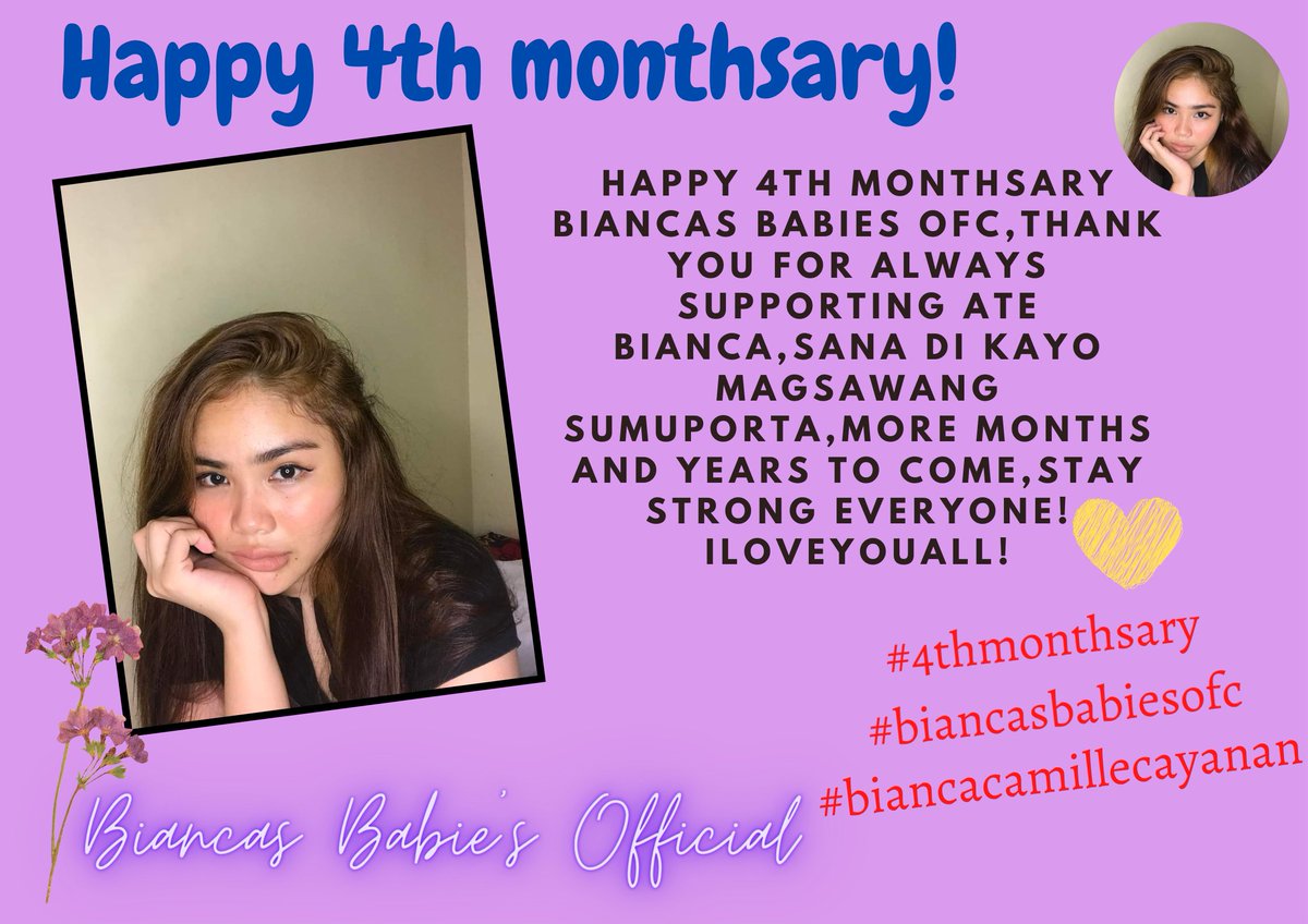bianca_babies's tweet photo. Happy 4th monthsary babies stay strong ilyall💖🥳😚
#4thmonthsary 
#biancasbabiesofc 
#biancacamillecayanan 
@cayananbiancs https://t.co/tWsl3XAYM9