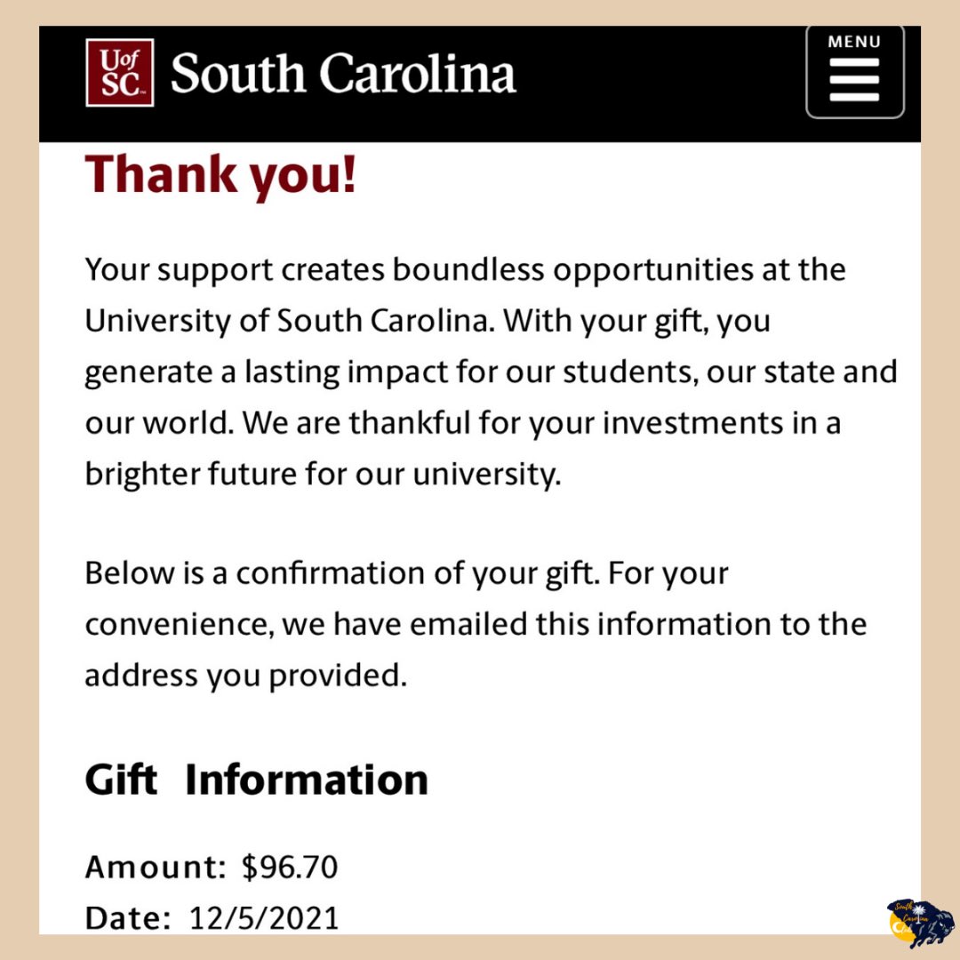 We at the HUSC Club would like to extend a huge thank you to @chefskip202 (on IG) and to everyone who supported our fundraiser last Thursday! With your support, we were able to donate $96.70 to the University of South Carolina’s <a href="/CEEAAS/">CEEAAS</a>! 💛💙