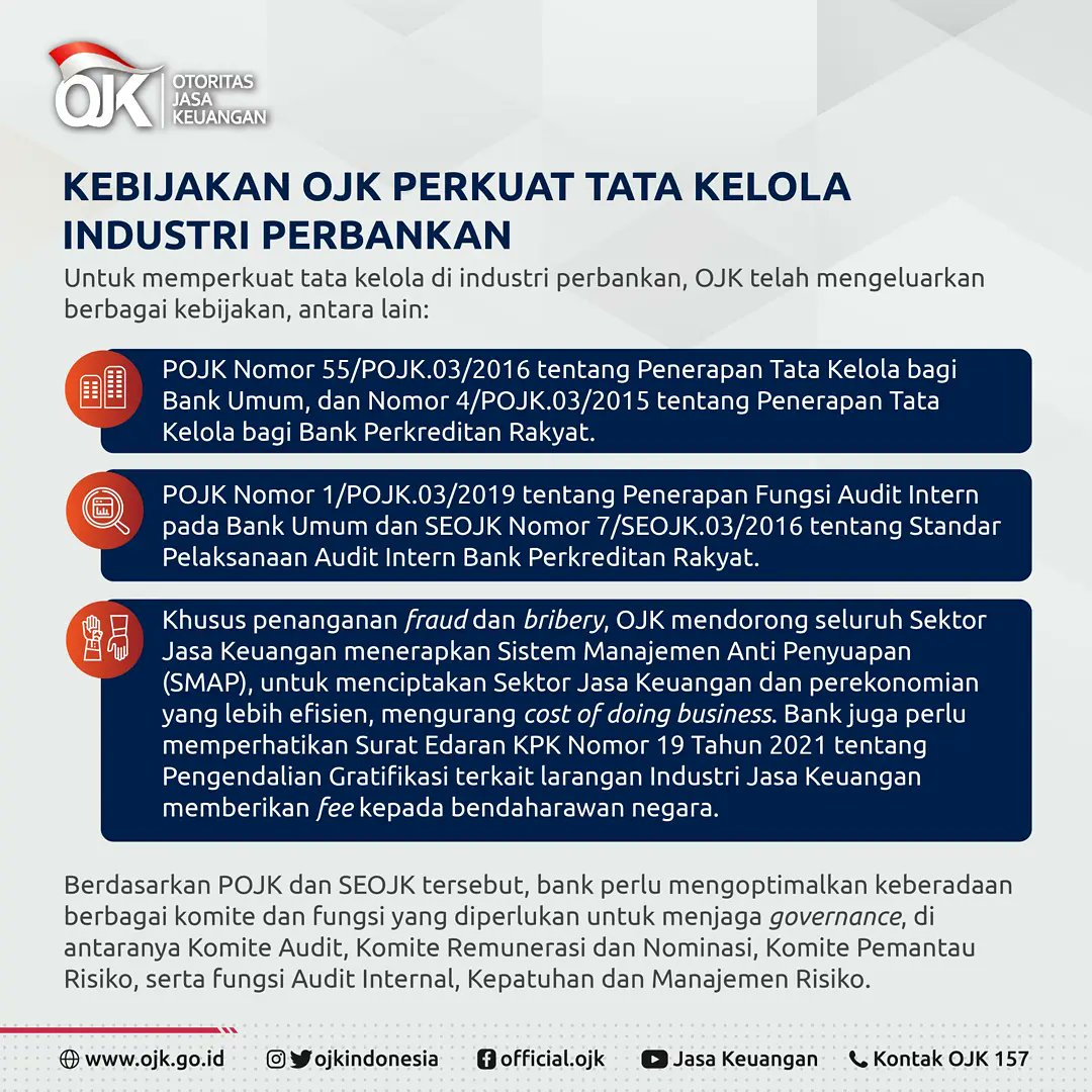 ojkindonesia's tweet photo. Seperti apa kebijakan OJK dalam memperkuat tata kelola industri perbankan di tengah pandemi? Simak penjelasan Anggota Dewan Komisioner OJK Ahmad Hidayat pada OJK Update kali ini.

#OJKIndonesia #AntiSuap #GoodCorporateGovernance #10thOJK #SatuDasawarsaOJK #AntiBribery https://t.co/5NqGorDfGJ