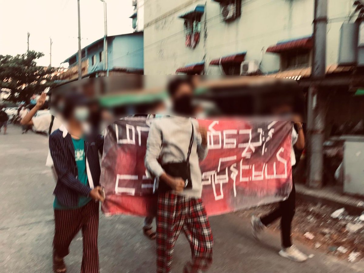 TTFR__Myanmar's tweet photo. Thingangyun Students' Union marched on the morning of Dec 9.
#Total_StopSponsoringSAC
#Dec9Coup 
#WhatsHappeningInMyanmar https://t.co/Xi0LvYoMnk
