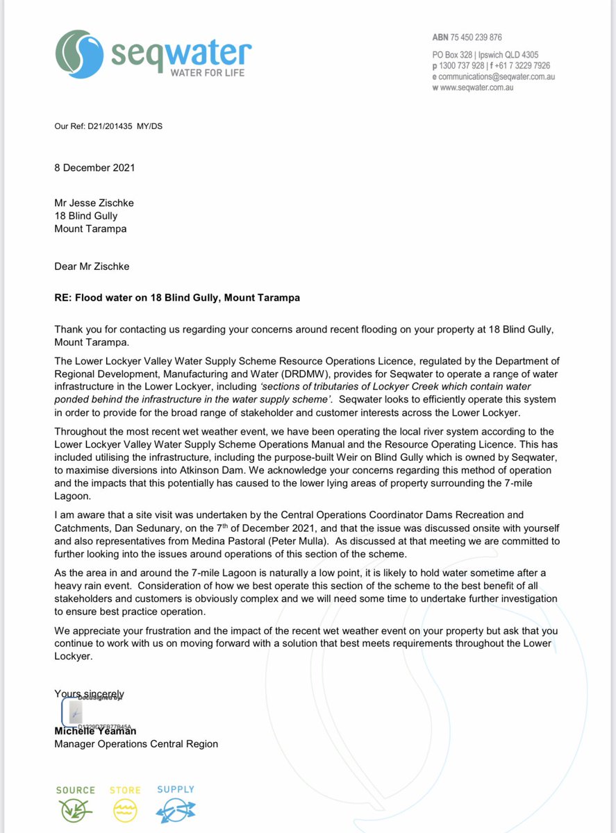 BOScattleCo's tweet photo. @Seqwater continue to hide behind operational jargon whilst they hold thousands of mega literes of water on our private land. Who would’ve thought holding water on private land without resumption, compensation or an easement was ok. @abclandline @ACurrentAffair9 @NationalFarmers https://t.co/8uuquWG3Z4