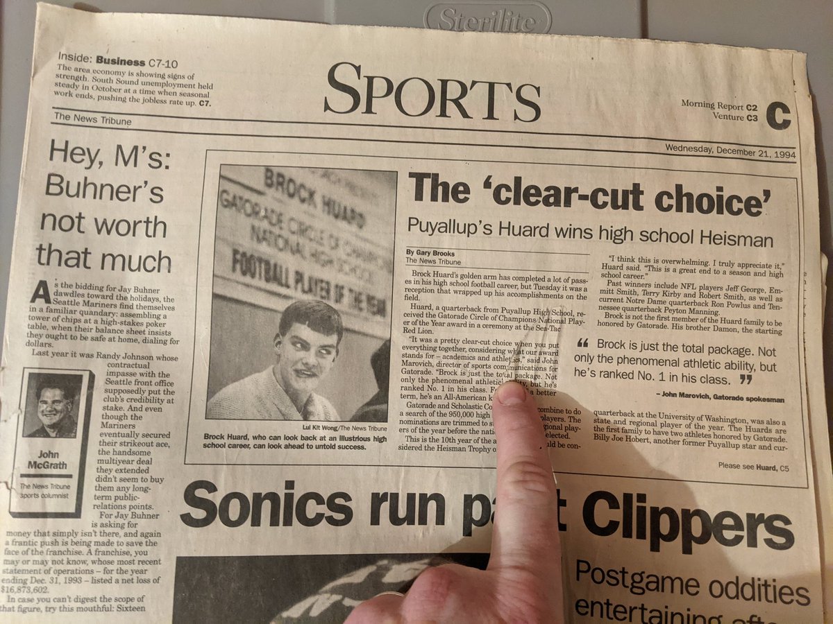 .<a href="/BrockHuard/">Brock Huard</a> what's up with this photo of you? Crazy eyes! Anyway found this randomly, fun to read about 1994: the Sonics, Jay Buhner, and under the fold, Tom Flores.