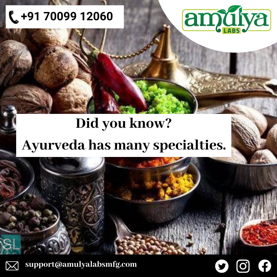 AmulyaLabs's tweet photo. Ayurveda also has specialties like surgery (Shalya-chikitsa), diseases above the shoulder (Shalakya), internal medicine (Kaayachikitsa), psychiatry (Bhutavidya), pediatrics (Kaumarabhrutyam), toxicology (Agadatantram), rejuvenation (Rasayanam), and aphrodisiacs (Vajikaranam). https://t.co/83dAJgQxDK