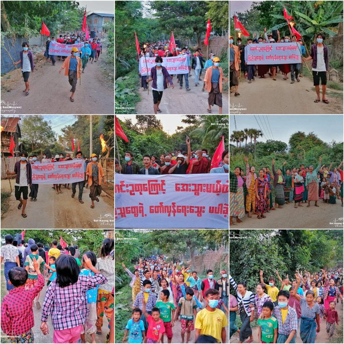 SRMforJustice's tweet photo. CHAUNG OO | Residents from #ChaungOo township protested against military dictatorship in the evening of #Dec8. Even Junta is cracking down and killing innocent civilians, they showed "Freedom From Fear" for Democracy.
#Total_StopSponsoringSAC
#WhatsHappeningInMyanmar
#Dec9Coup https://t.co/elXwgK8Ixd