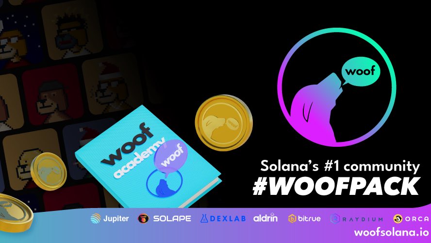 WoofSolana's tweet photo. What we’ve done in the last two weeks:

- launched new website
- launched new DEX and Pools
- legally formed the @WoofDao 
- minted @WoofersNFT DAO tickets

What’s next for the #WOOFPACK?

$WOOF #WOOF https://t.co/sZPmjKLTmO