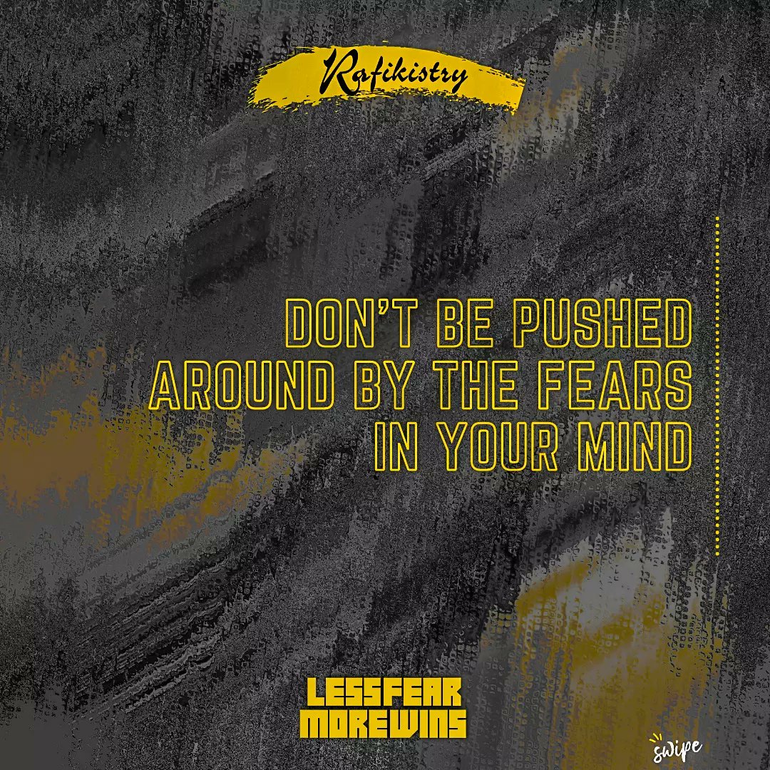 Rafikistry's tweet photo. // Fear Is A Liar And Of All Liars In The World, One Of The Worst Is Our Own Fear!! 

Look Fear In The Eye And Tell It 'Shugulika Na Ya Kwako' 😉

#LessFear 😱 #MoreWins 🏆 

#RafikistryTLC #DoMore #BeMore 

#EngageEquipEnvision | #ReachTeachUnleash https://t.co/EYypMTetgD