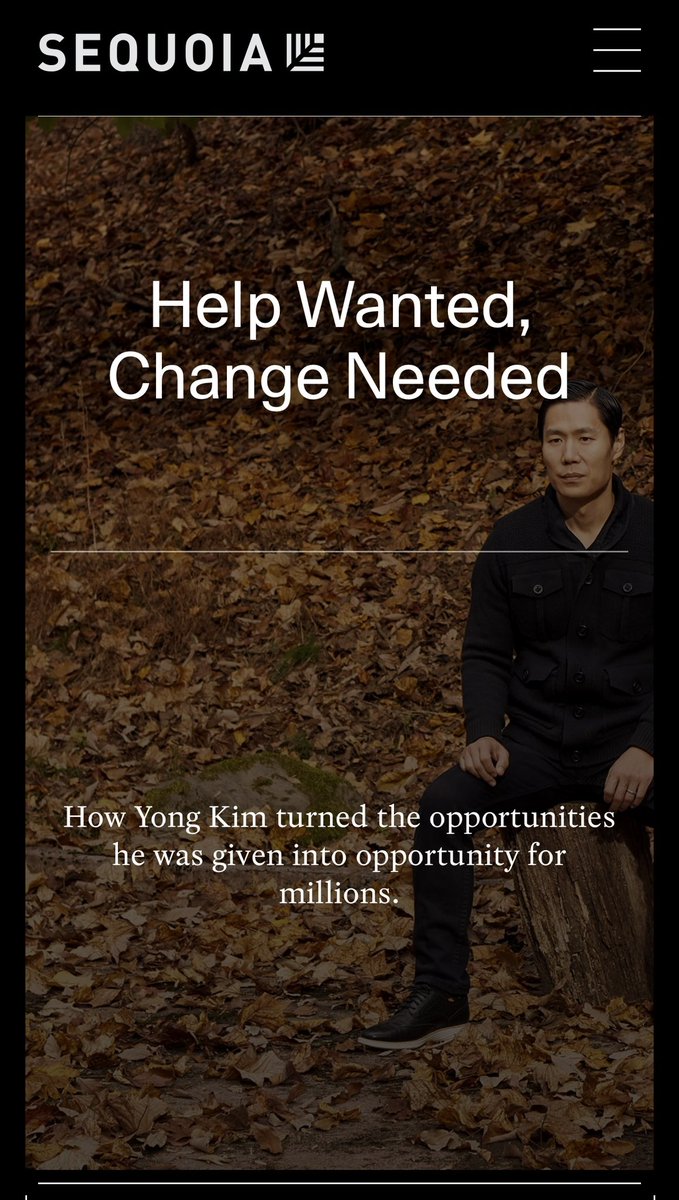 This anecdote about <a href="/yongkookkim/">Yong Kim</a> <a href="/Wonolo/">Wonolo</a> tells you all you need to know about his character: deeply committed to the Wonoloer community, high integrity, unbelievable work ethic. sequoiacap.com/article/yong-k…
